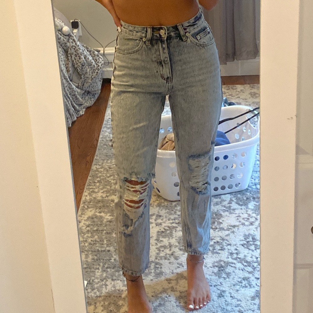 white fox ripped distressed mom jeans